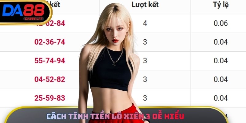 Cách tính tiền trong lô xiên 3 dễ hiểu